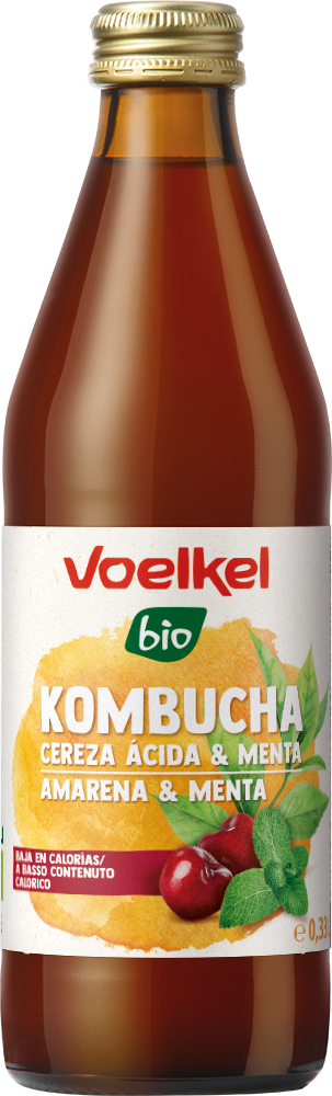 Voelkel Kombucha Orgánica Cereza Ácida y Menta 330cc