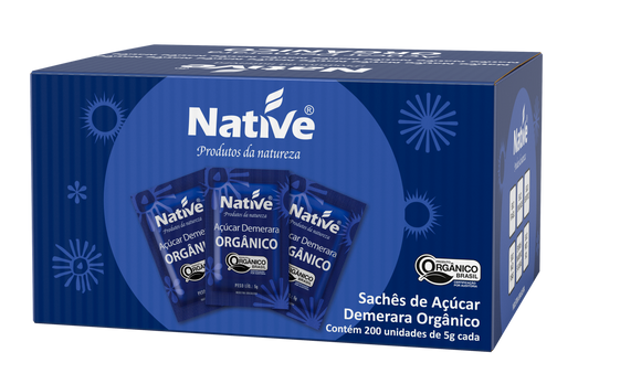 Caja Azúcar Demerara Orgánica Native 200 Sachets 5grs.