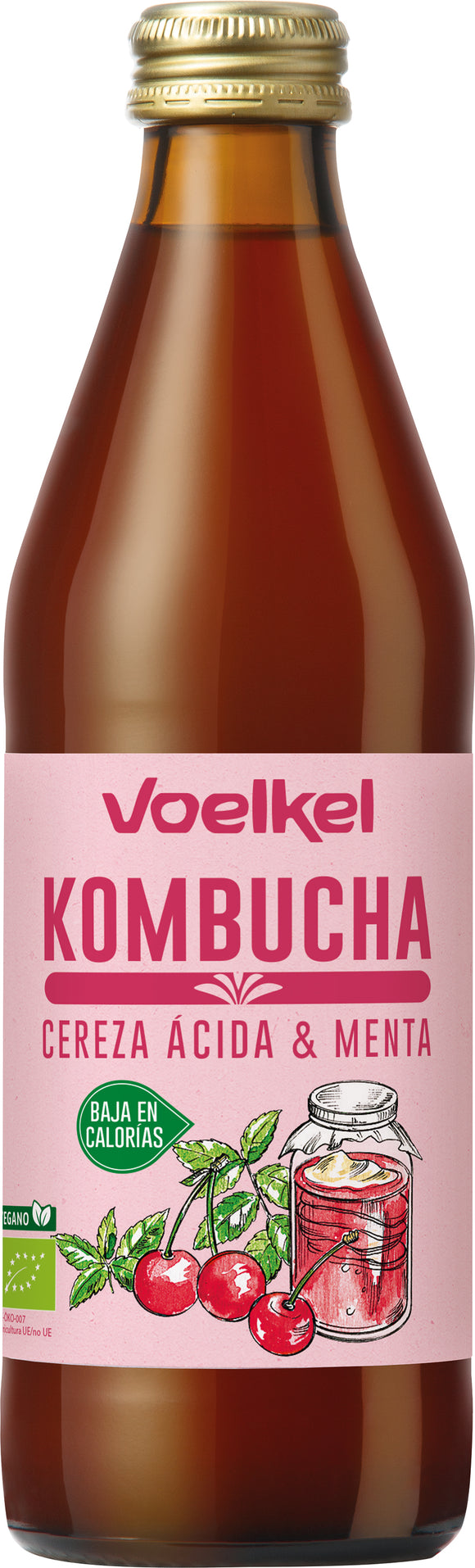 Voelkel Kombucha Orgánica Cereza Ácida y Menta 330cc